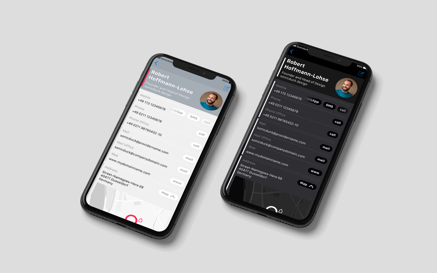 UX concept Apple Contacts App Redesign — 2 skins