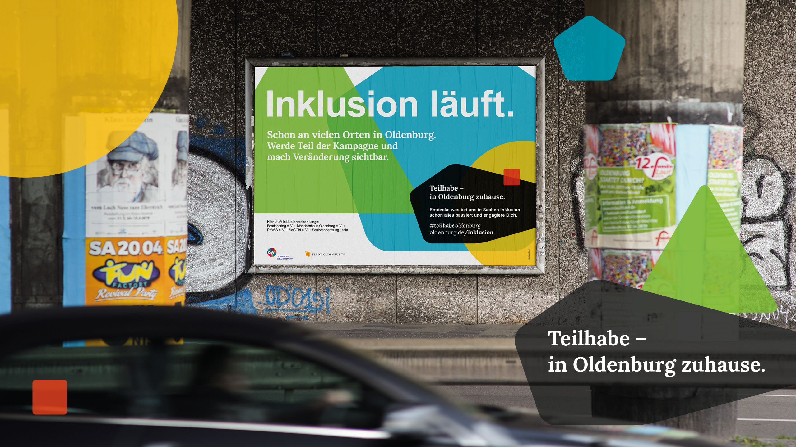 Kampagne Stadt Oldenburg Inklusion + Teilhabe in Oldenburg zuhause. Großflächenplakate Plakate Poster 18/1 DIN A1 Plakate
