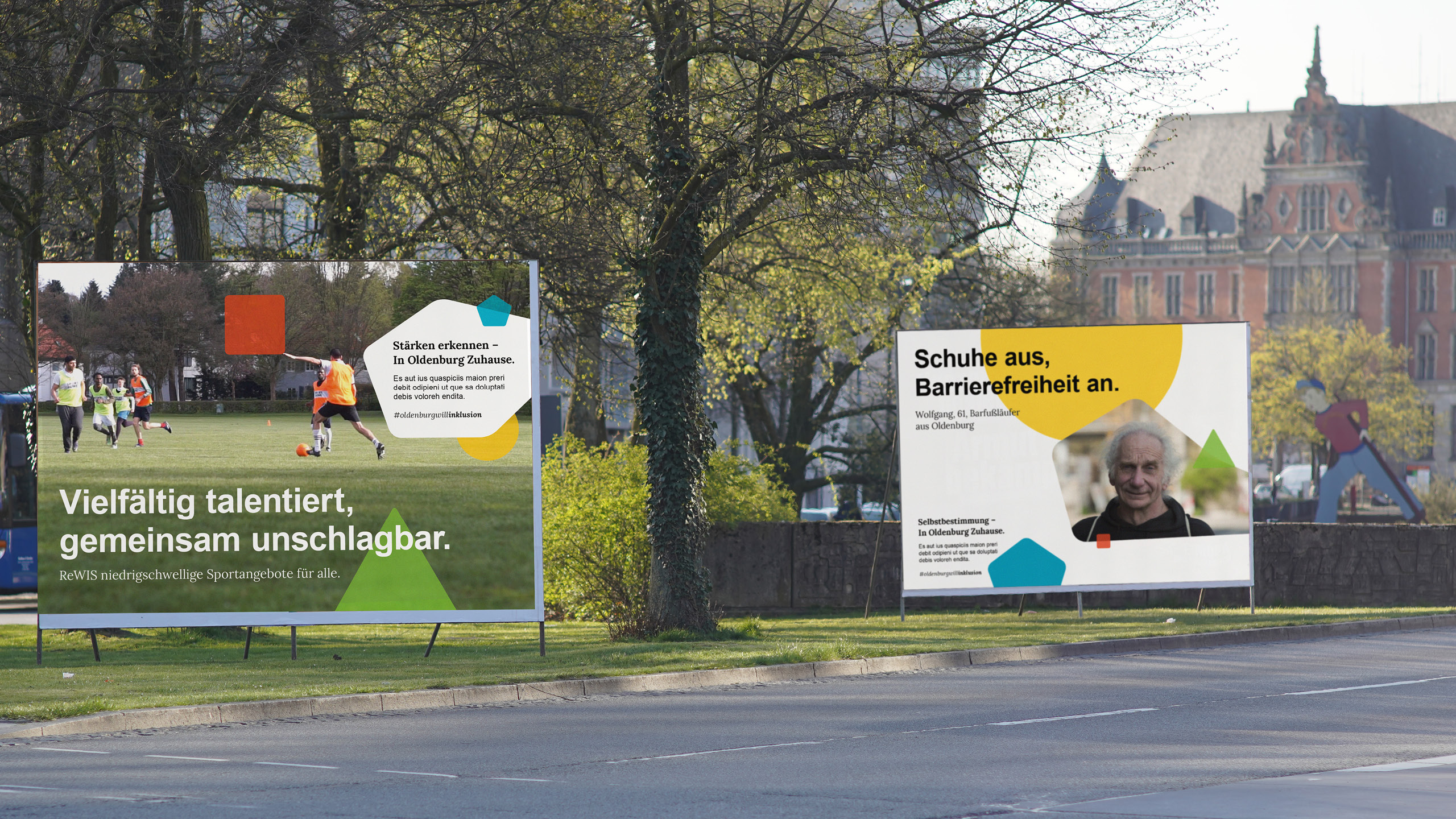 Kampagne Stadt Oldenburg Inklusion + Teilhabe in Oldenburg zuhause. Großflächenplakate Plakate Poster 18/1