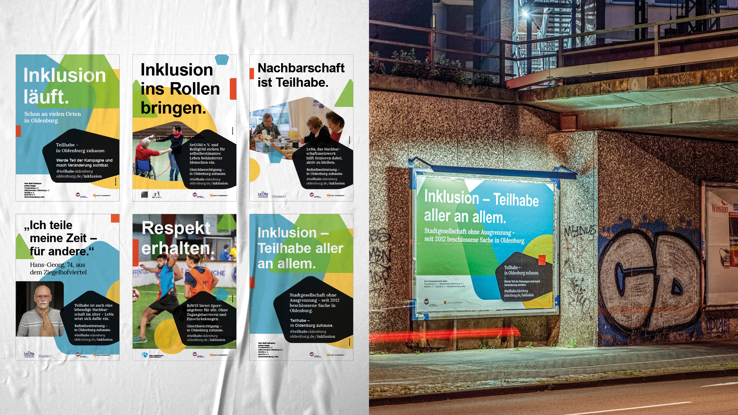 Kampagne Stadt Oldenburg Inklusion + Teilhabe in Oldenburg zuhause. Großflächenplakate Plakate Poster 18/1 DIN A1 Plakate
