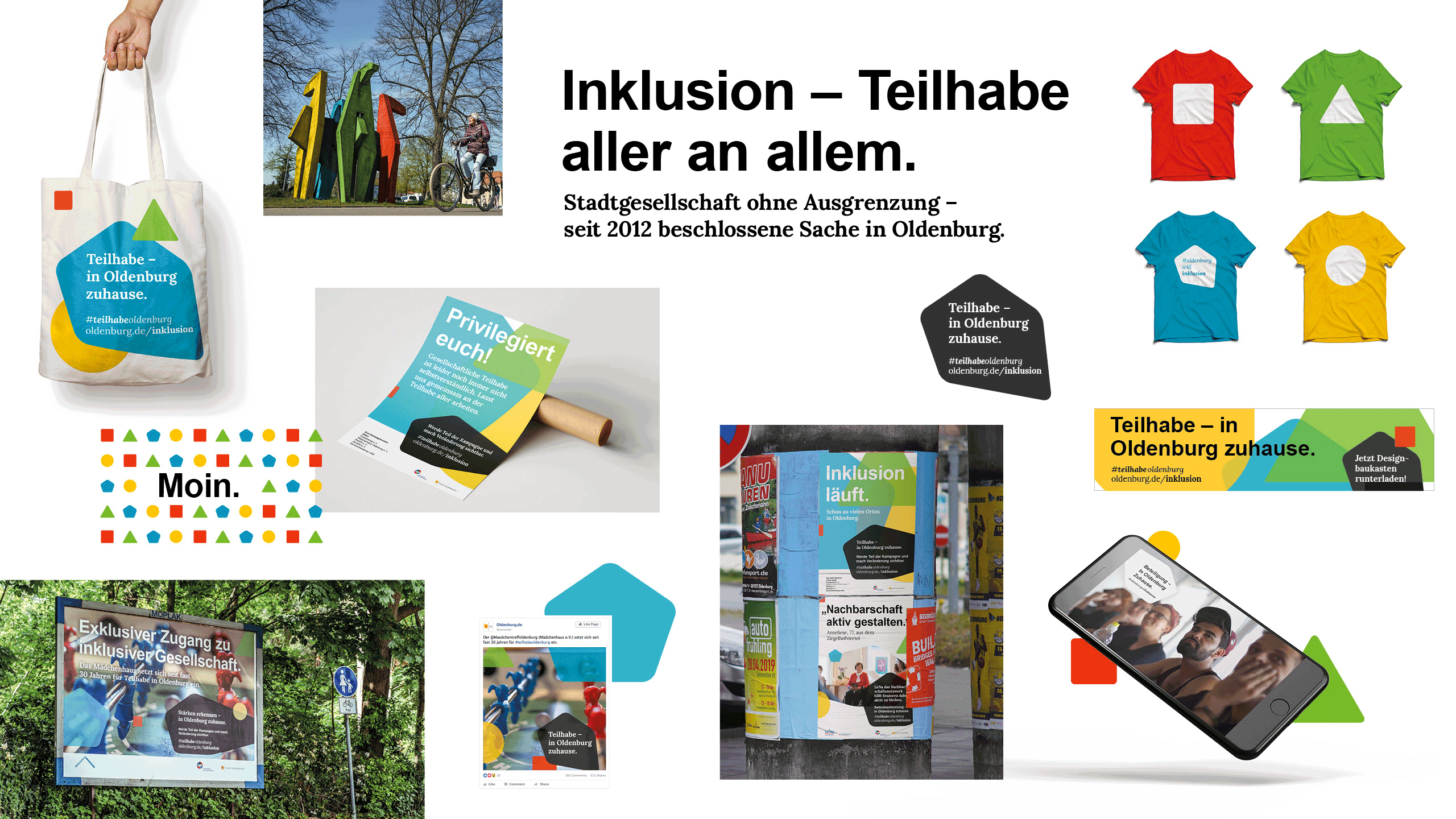 Kampagne Stadt Oldenburg Inklusion + Teilhabe in Oldenburg zuhause. Übersicht Elemente